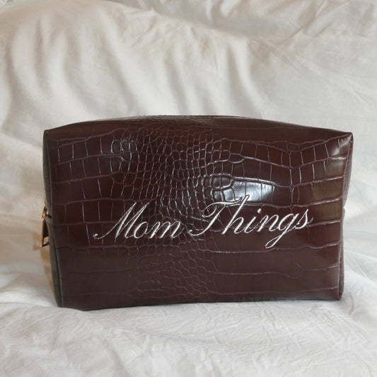 Mom Things - Brown Croc Pouch