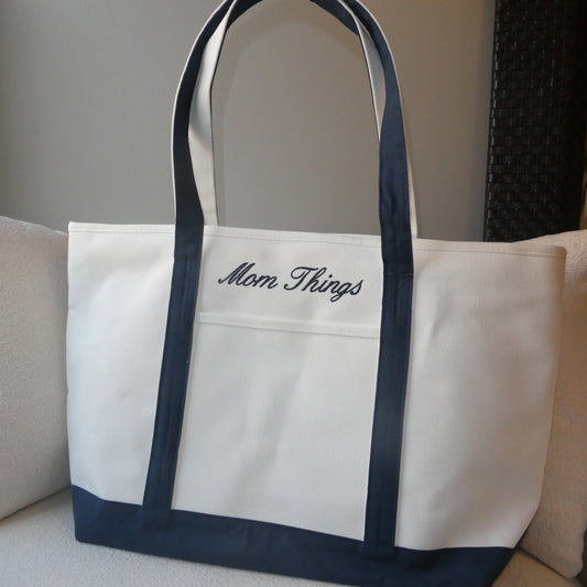 Mom Things - Navy Canvas Tote