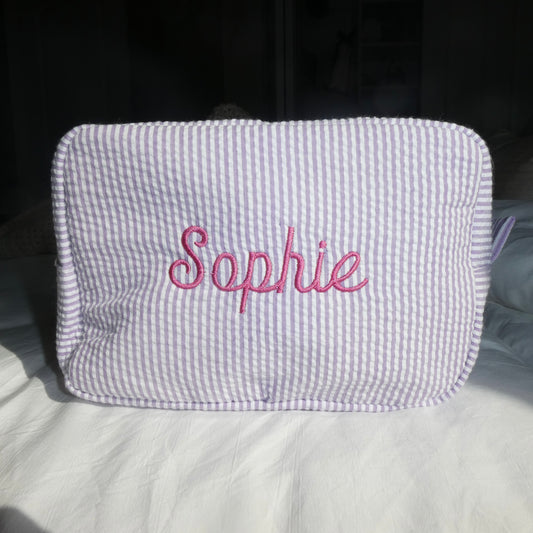 Custom Purple Seersucker Pouch