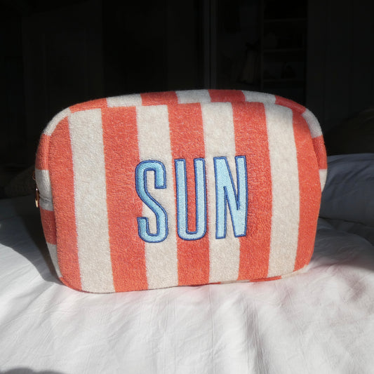 Custom Coral Terry Cloth Pouch