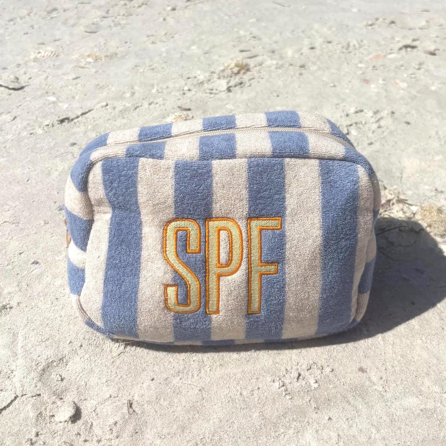 Custom Blue Terry Cloth Pouch