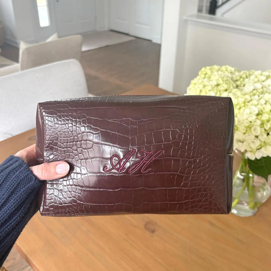 Custom Brown Croc Pouch